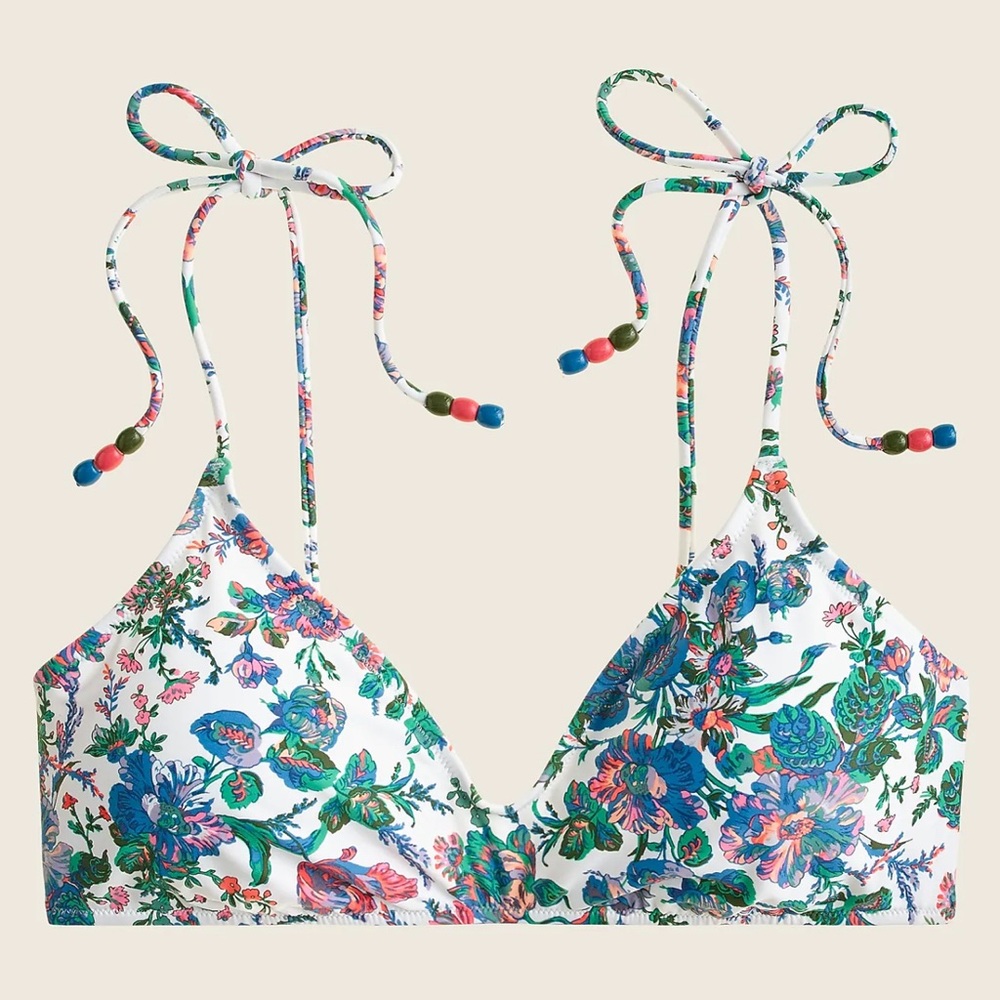 J. Crew women's tie-shoulder french bikini top in English garden medium